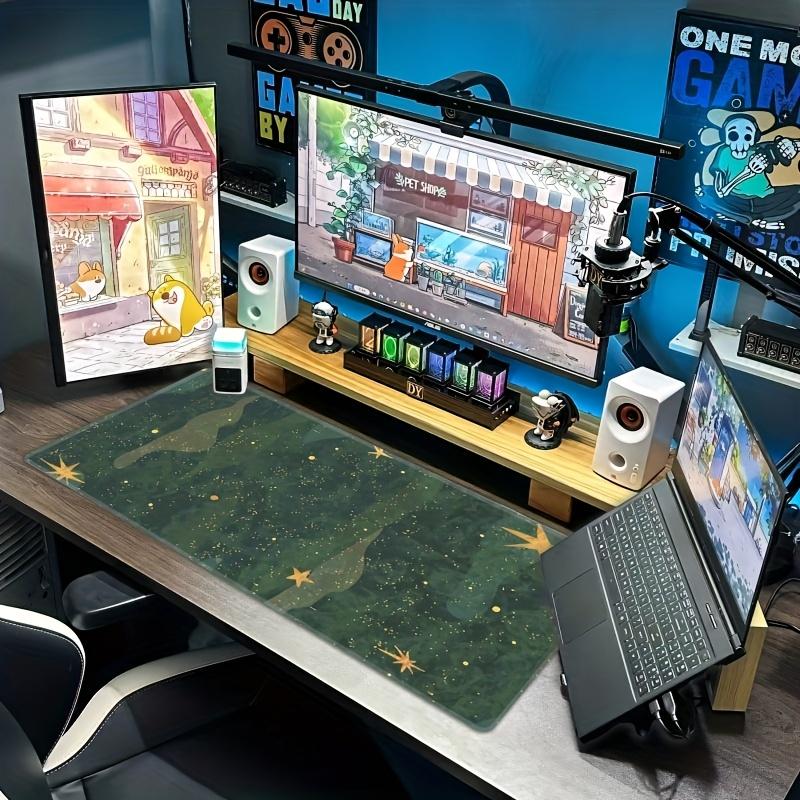 Green StarShaped Mouse Pad NonSlip Rubber Base Durable Stitched Edges Rectangular Desk Mat for Home Office and Gaming 300x800x2mm
