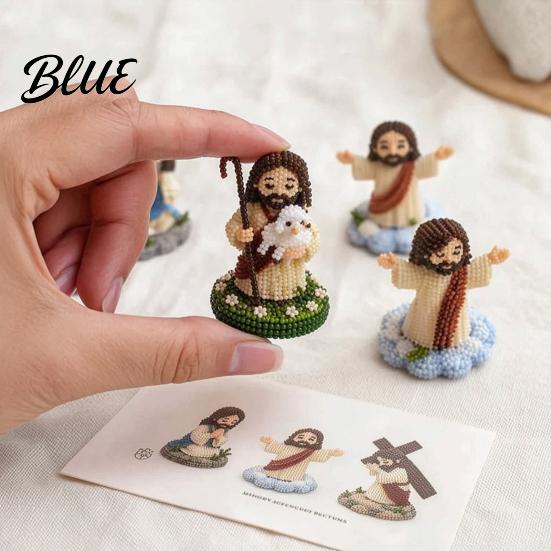 Christian Beading Kit DIY Kit 3D Beaded Jesus Virgin Mary Figurines Craft Easter Gift Set Religious Figure Bead Art for Adults Gifts Spiritual