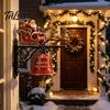 Outdoor Garden Entrance Accents Christmas Bell Wall Hanging Decoration, Santa Sleigh Reindeer Ornament, Large Decorative Anniversary Birthday