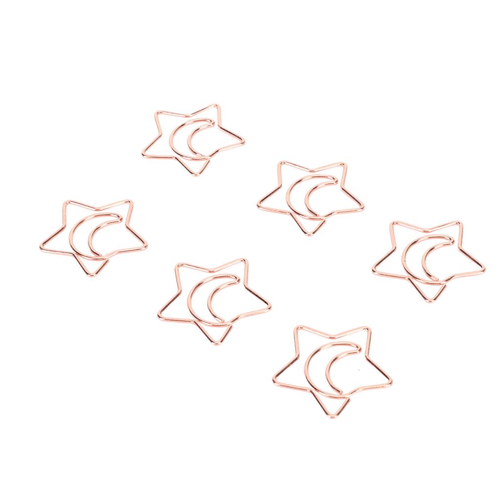 100pcs Star Moon Paper Clips Prevent Rust Skid Resistance Cute Paperclips for Office Daily Use
