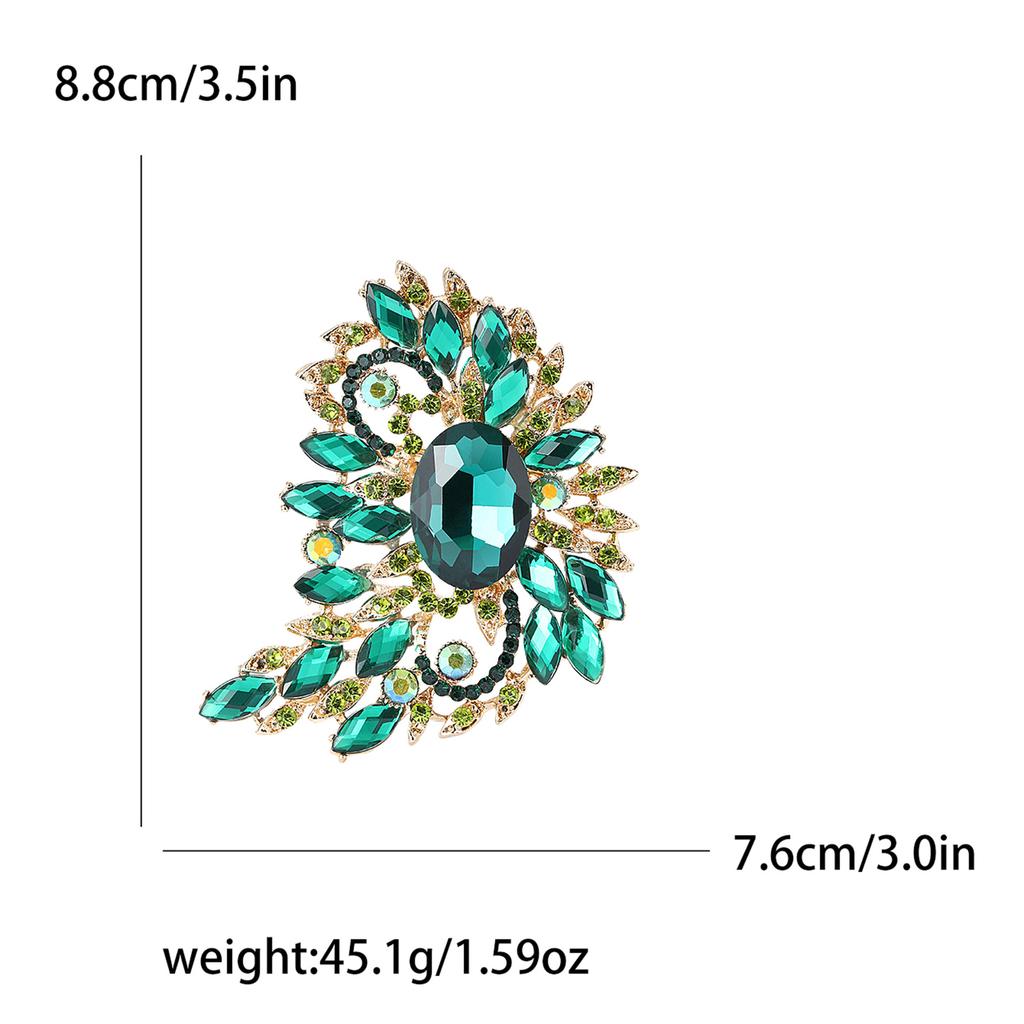 Africká slitina diamantová velká skleněná brož, luxusní jemná dámská obleková ozdoba na kabát a korsáž
