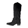 In Stock: Women's Retro High-Top Pointed Toe Knee-High Suede Slouch Boots with Chunky Heel