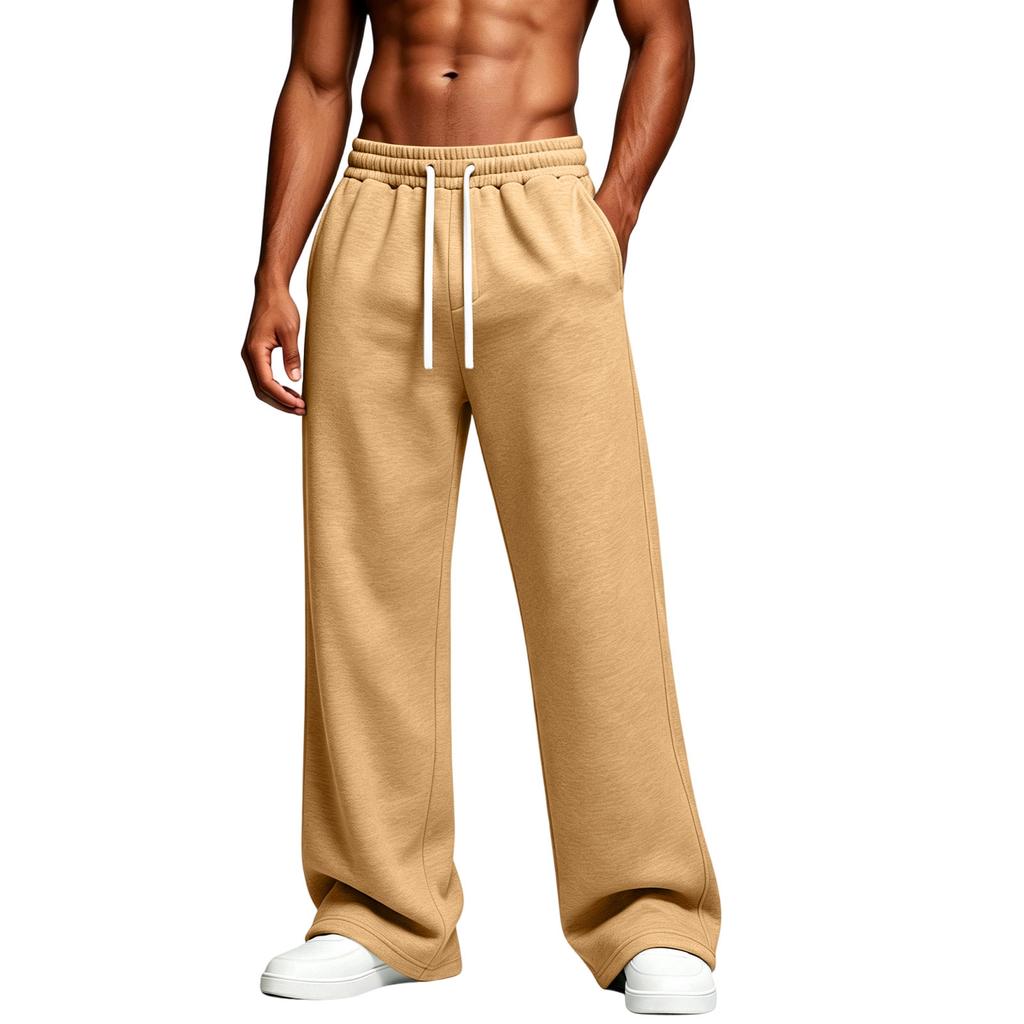 Men's Casual Color Loose Fit Sweatpants with Elastic Waist Straight Leg