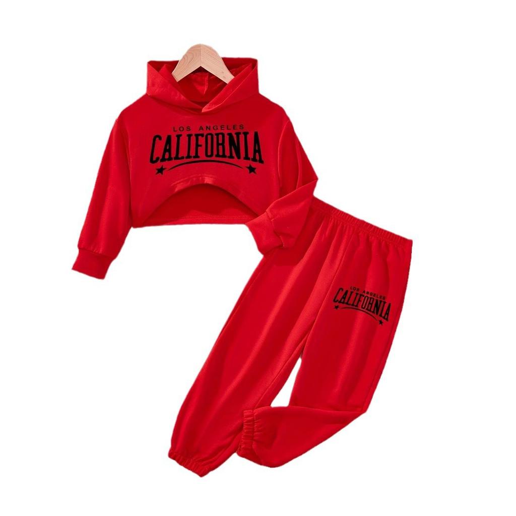 Girls' Fashionable Hooded Sweatshirt with Suspenders and Tie-on Shorts - 3-piece Summer Children's Casual Set