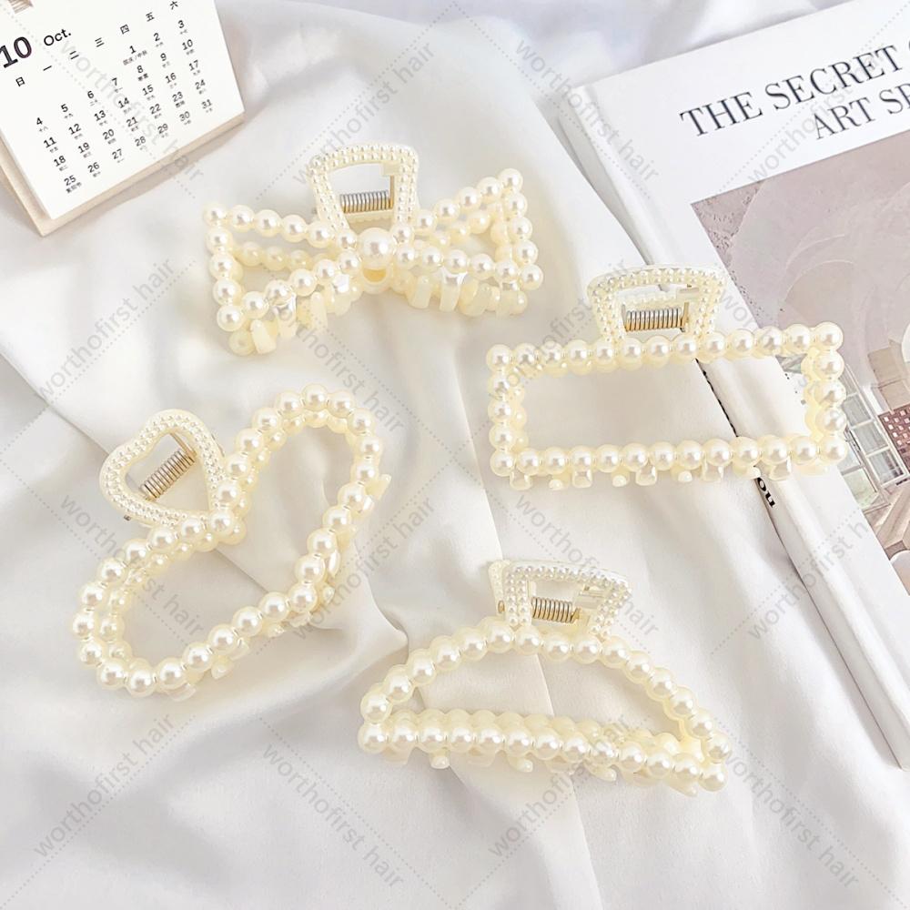 New Fashion Exquisite Medium Small Pearl Geometric Hairpin Hair Crab Hair Claw Women Girl Hair Accessori Headwear accessory