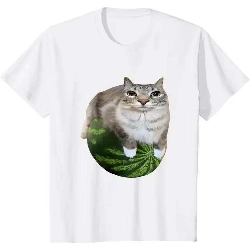 Unisex Watermelon Cat Silly Cat Emoji T-shirt XL
