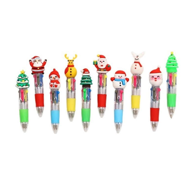 

10Pcs Christmas Themed Multicolor Pen 4 Color-in-1 Ballpoint Pen for Color Coding Journaling Office Writing Supplies 1