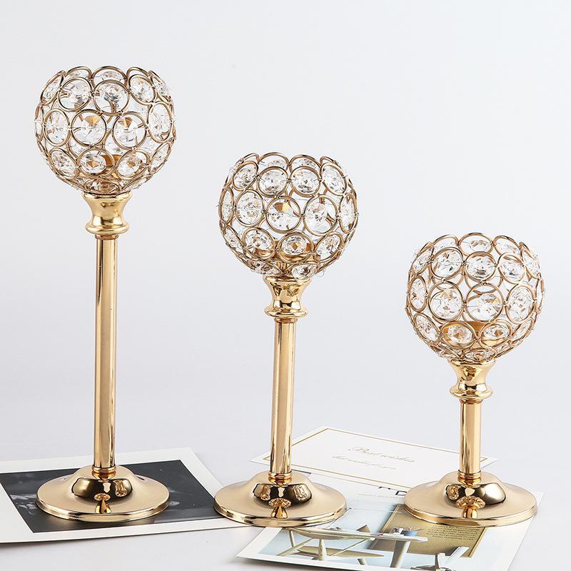 Table Centerpiece Metal Glass Candle Holder 1Pcs Gold Silver Tealight Candlestick for Birthday Party Decor