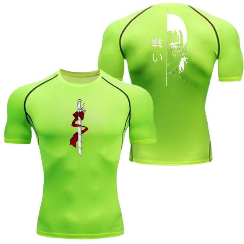 Men Compression Shirt Attack On Titan Eren Yeager Graphic Sports Quick Drying Gym T-shirt Fitness Sweatshirt Elastic Top T-shirt