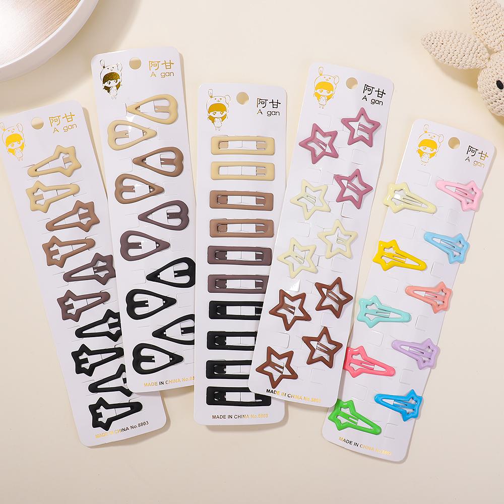 10Pcs Kawaii Geometric Metal Hairpins Set Women Girls Child Hairgrips Hair Clips Pins Barrettes Accessories Hairclip Headdress Quality