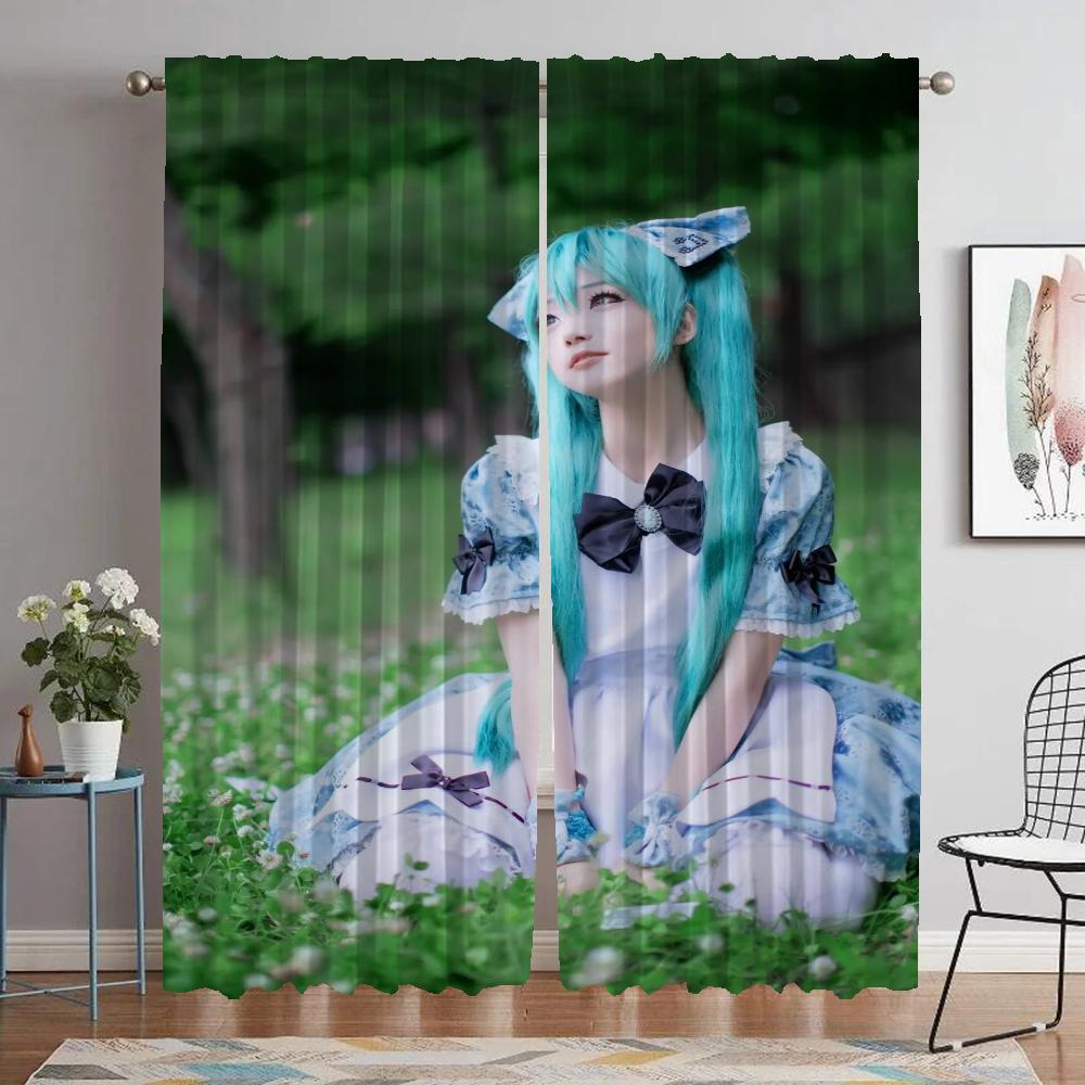 Partition Hatsune M-Miku Curtain Window Home Interior Curtains for Camera Curtains Child Room Tulle for Bedroom Shades Living