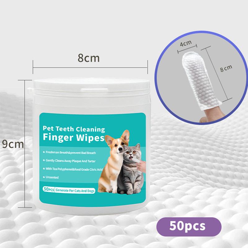Disposable Pet Teeth Cleaning Wipes - Non-Woven Finger Cots for Cats & Dogs, Oral Deodorization & Toothbrush