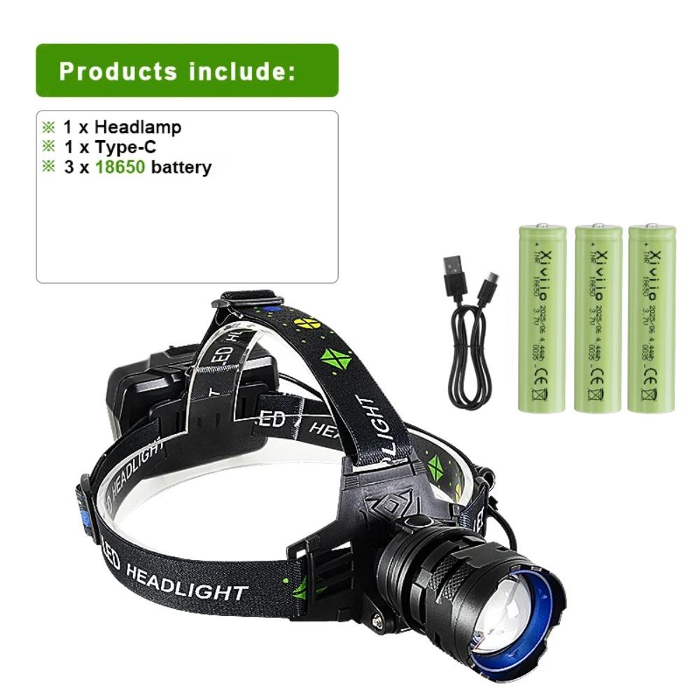 

Ultra Powerful LED Headlamp Super Bright Long Range Head Flashlight Rechargeable Head Lantern Fishing Hunting