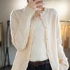 Women's Hollow Lace Wool Cardigan - Half-High Neck, Long Sleeve, Thick Autumn/Winter Style, Versatile, Fashionable Top
