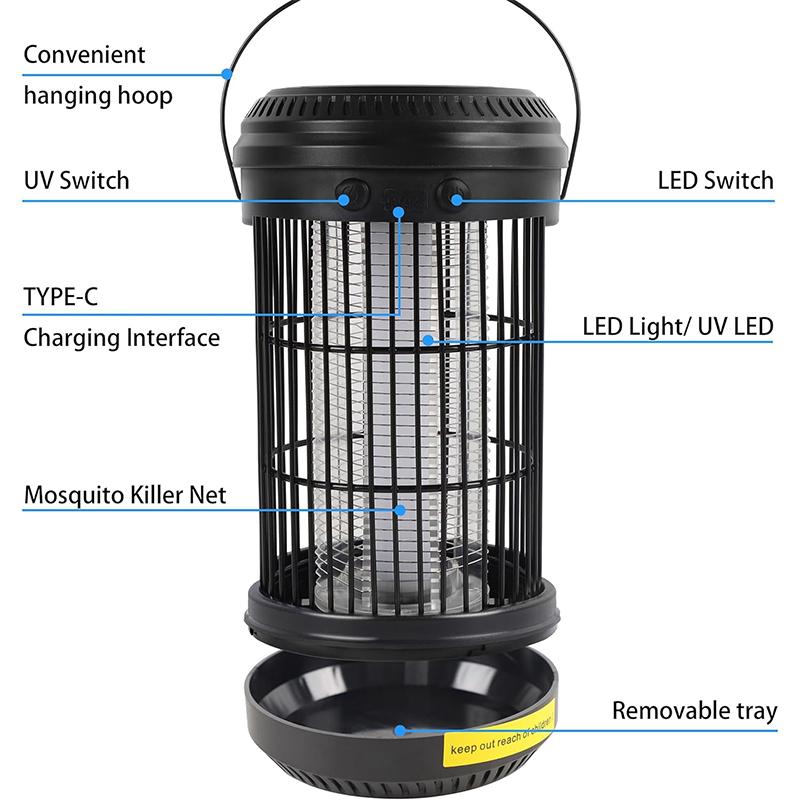 Nou ucigaș de insecte solar lampă capcană țânțari UVA multi-exterior portabil lumină de noapte lampă ucigaș de țânțari de grădină fără radiații