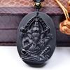 Kryształowy Obsydian Tajski Ganesha Czteroramienny Amulet Bogactwa z Wisiorkiem Matki i Słoniątka