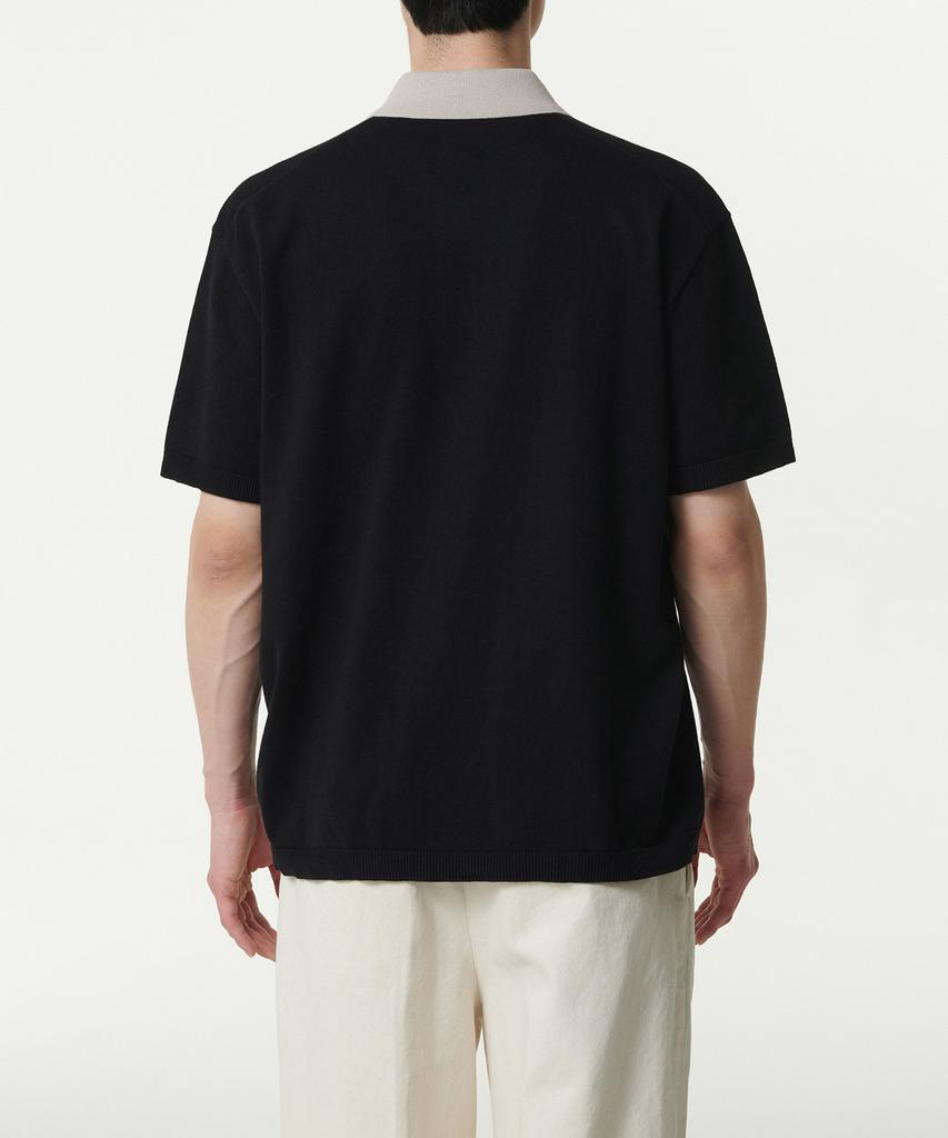 Musinsa Standard Contrast Collar Knitted Polo Shirt [Black]