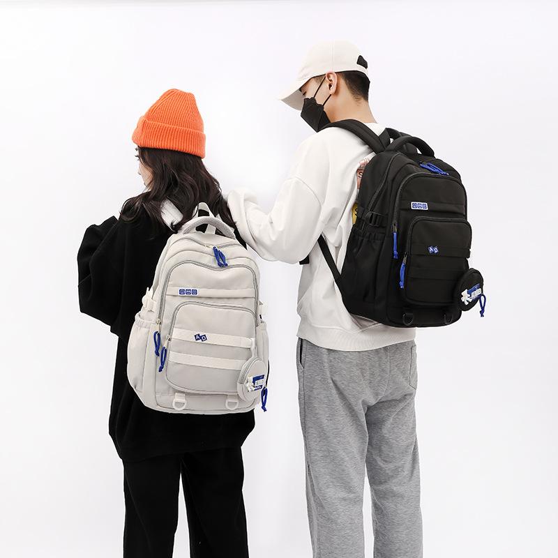 New Trendy Nylon Primary School Students School Bag Simple Solid Color Waterproof Unisex Backpacks Large Capacity Junior High School Student Book Bags