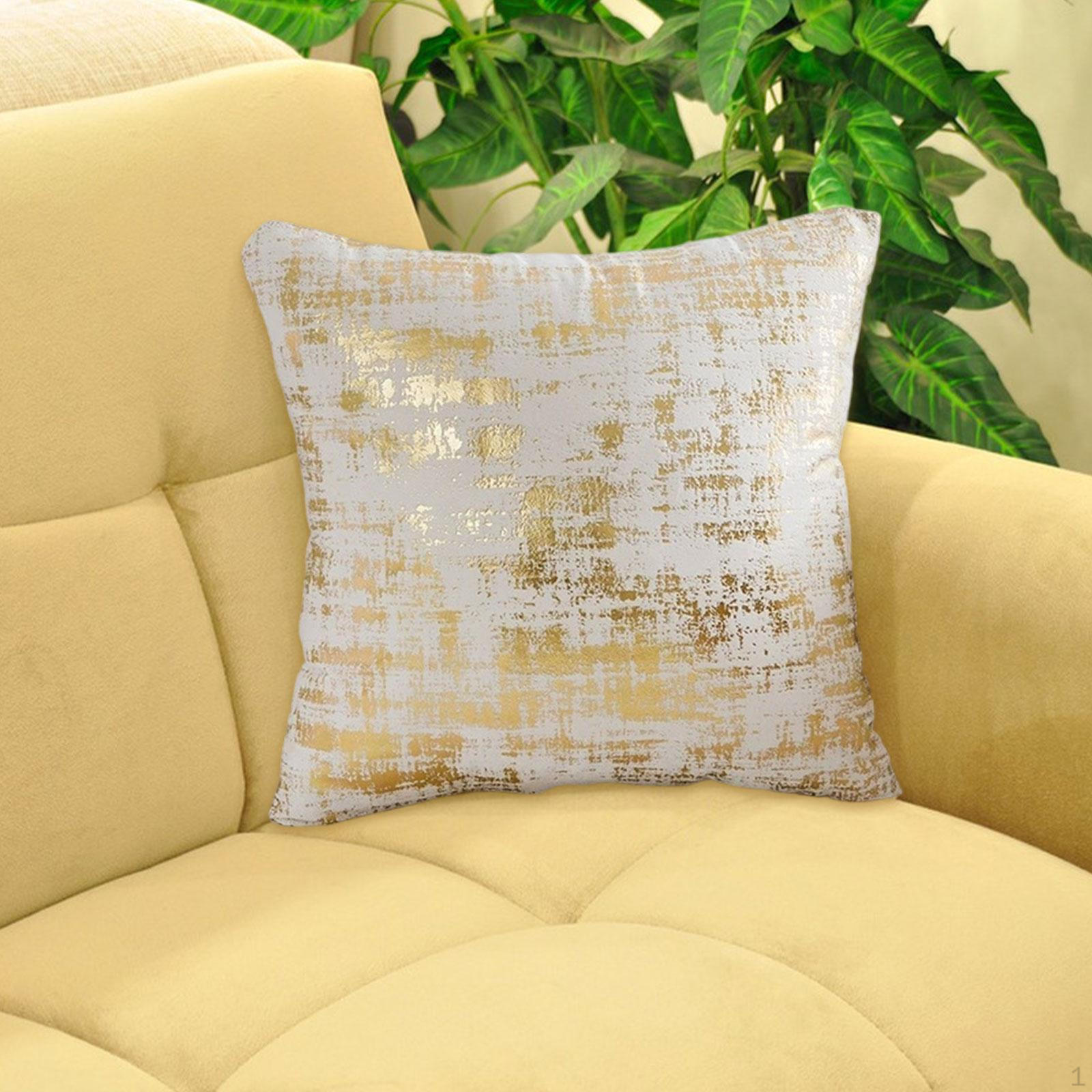 

Throw Pillow Cover 17x17 inch Washable Cushion Luxury for Hotel Farmhouse Sofa Office Beige Gold
