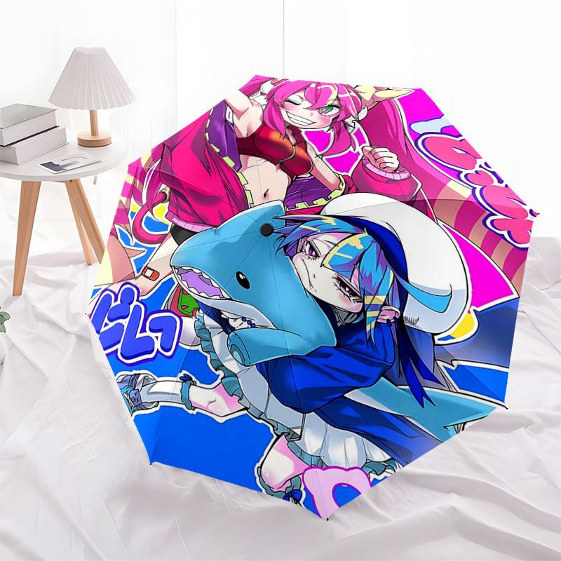 1 Stück Outdoor-Schirm mit Anime-Print - Automatisches Öffnen/Schließen, Tragbares 3-fach faltbares Design, 8-Speichen-Eisenrahmen - Perfektes Geschenk für Fans, Reisende, E
