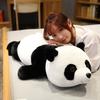 Lovely 50cm-90cm Lifelike Rabbit Hair Lying Panda Plush Toys Soft Cartoon Animal Black and White Stuffed Doll Sleeping Pillow