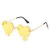 Fashion Colorful Heart Sunglasses Women Men Funny Party Sunglasses Female Big Metal Rimless Shades Eyewear Driver Goggles EMA