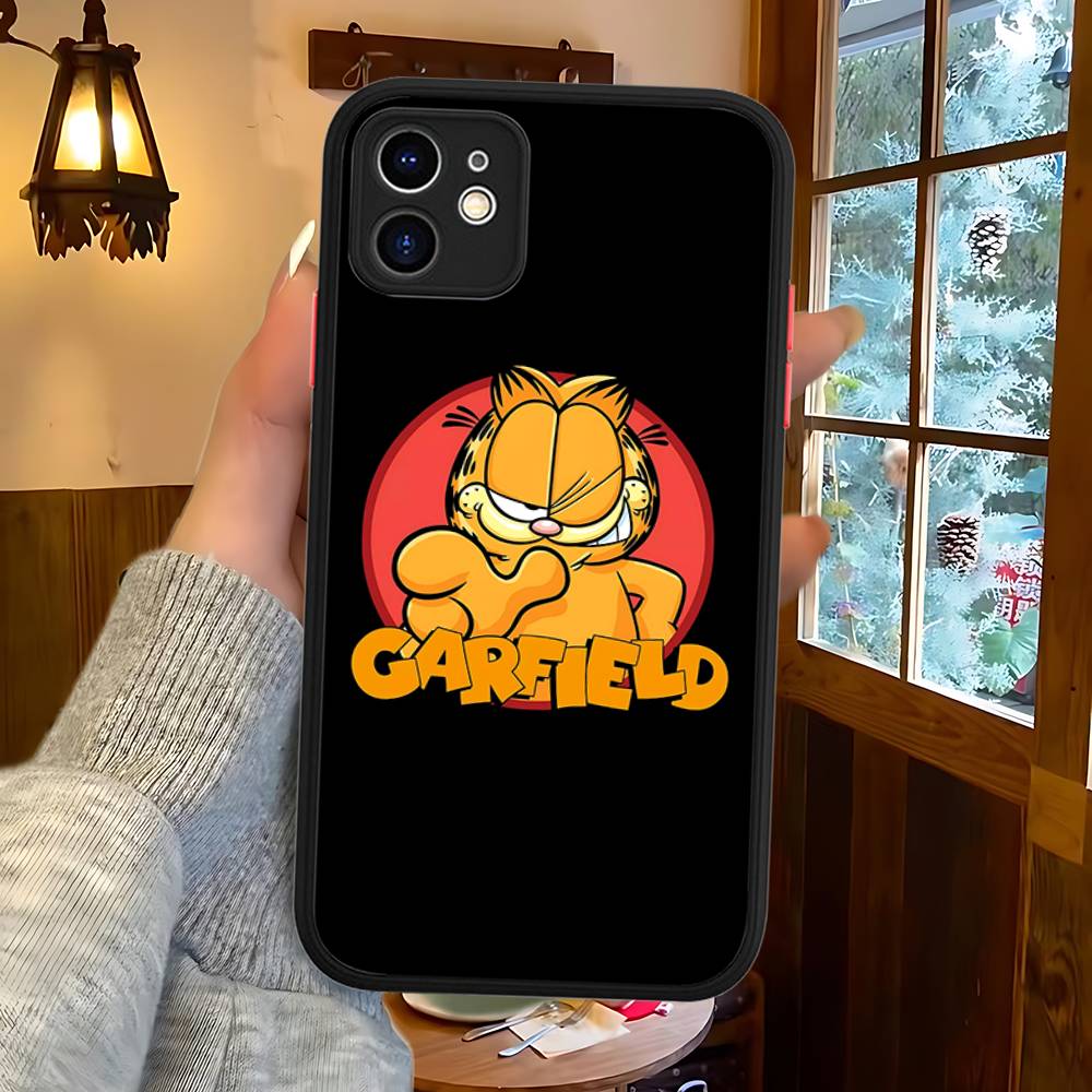 Cute Anime G-Garfields Cat Matte Silicone Phone Cases For IPhone 16 13 15 12 11 Pro Max Plus For IPhone 14 15 Pro
