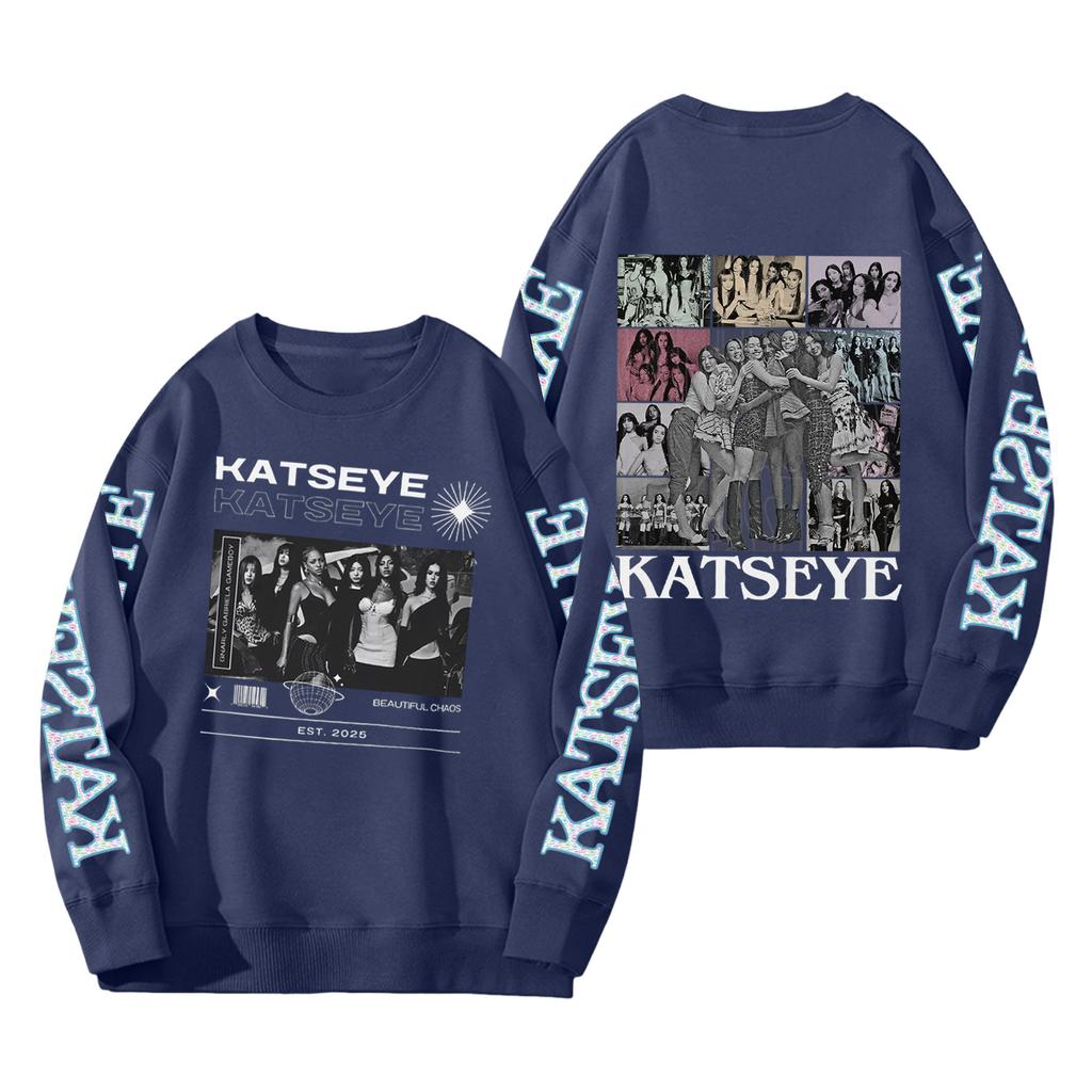 Women's Fashion Long Sleeve Print Round Neck Loose Pullover Sweater Top