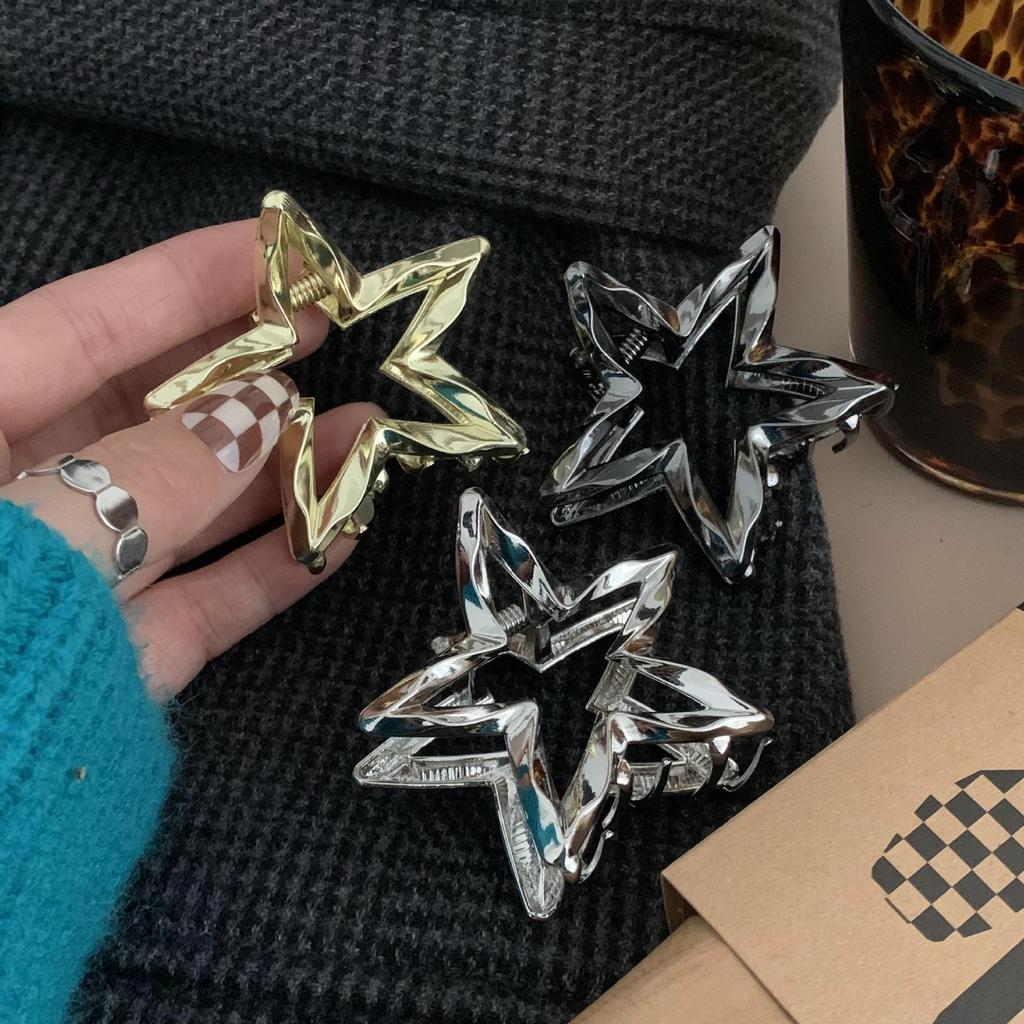 1pc Large five pointed star high ponytail clip headband, new high-end back of the head temperament clip, hair clip