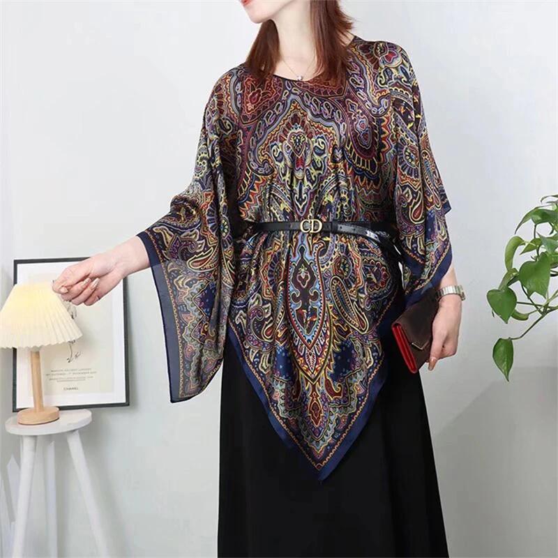 2025 Shawls Summer Beach Sexy Women Fashion Print Chiffon Smock Bikini Cover Up Loose Blouse Sunscreen Comfortable Poncho Hot