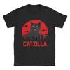 Catzilla Monster Funny Retro Catzilla T Shirt Unisex Women Cotton Vintage TShirts Round Collar Tees Short Sleeve Tops New Arrival