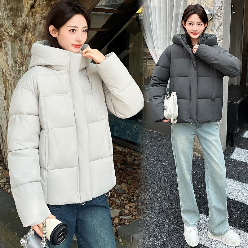 Small short cotton clothes women's fashion hooded thickened design autumn and winter candy color bread clothes jacket