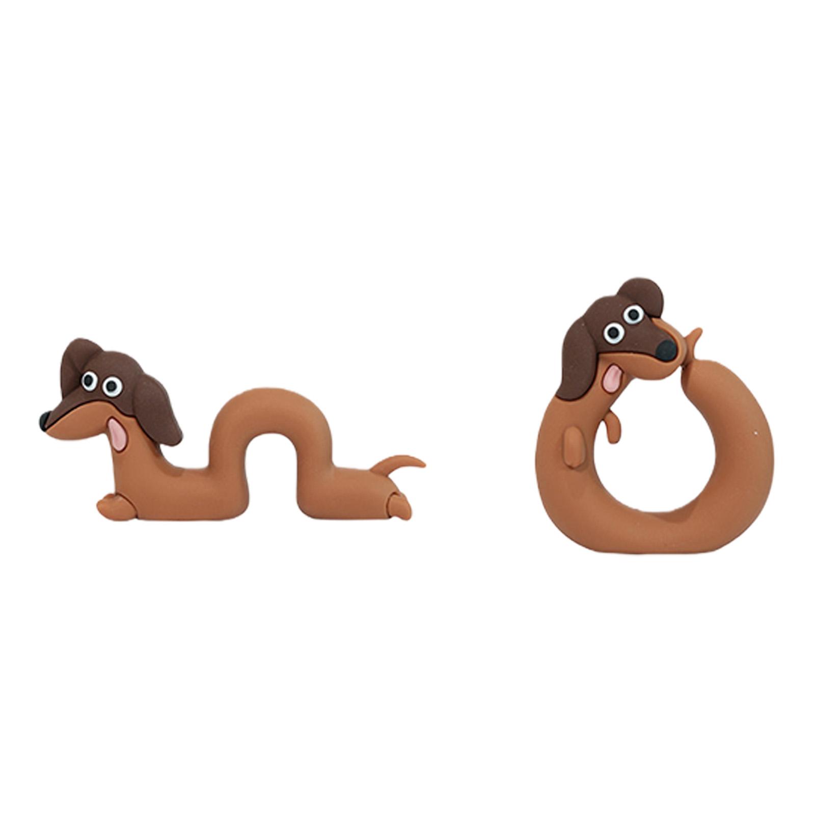 

Silicone Dog Figurines Computer Monitor Decors Dachshund Statue Table Ornament Mascots Crafts for Home Office Decors