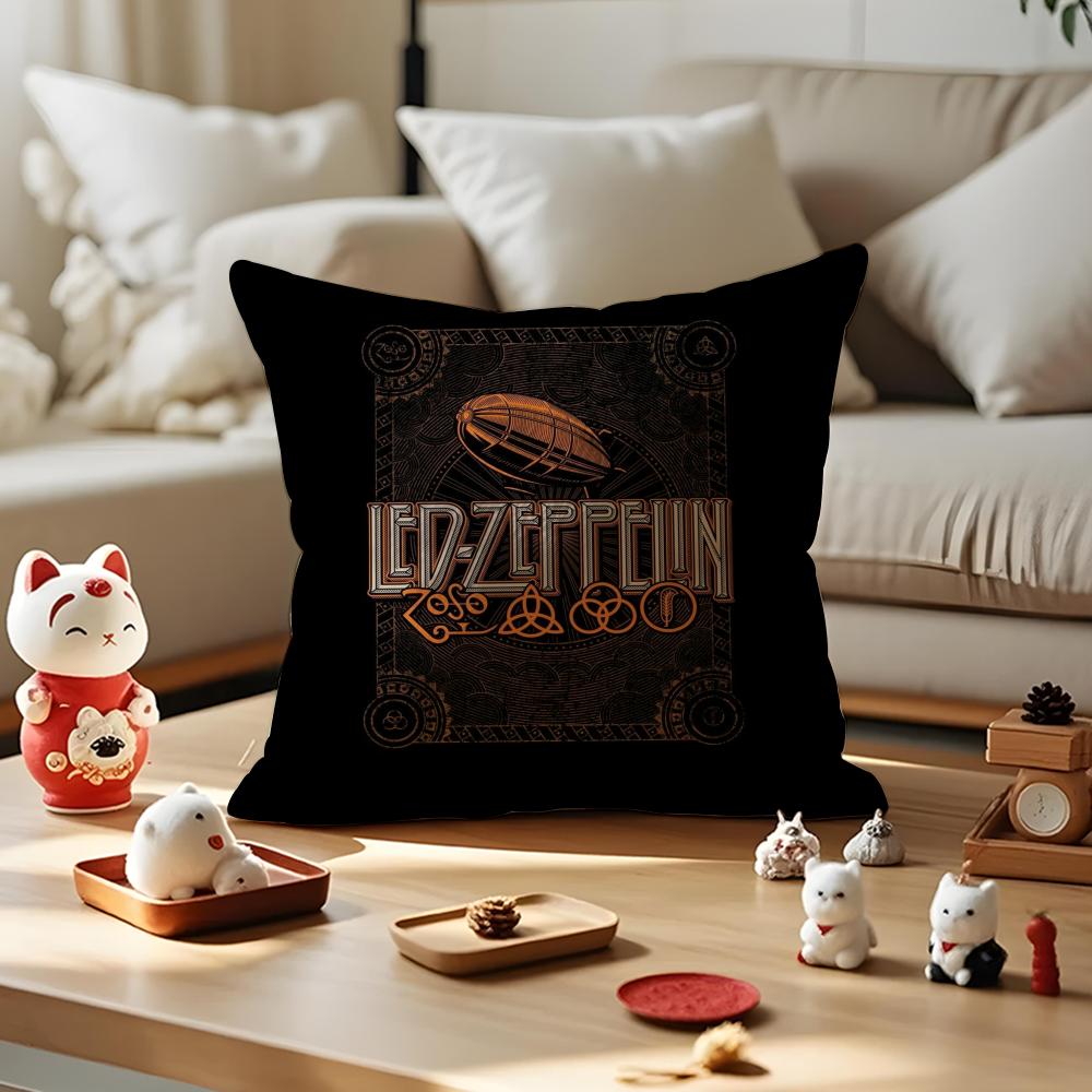Band LLed ZZeppelin Cushion Cover Silky Short Plush Invisible Zipper Dustproof Sofa Pillow Case for Home Decor