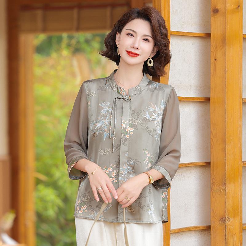 New Summer Chiffon Seven-Sleeve Top for Stylish Middle-Aged Women 4XL