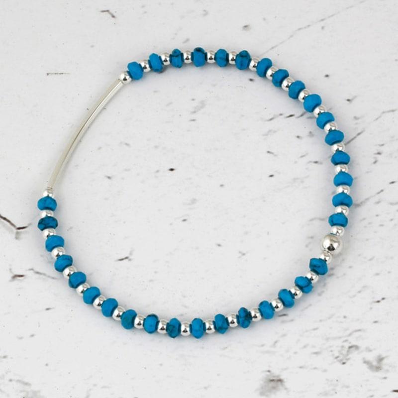 SHOVEOFF SVB-229 Silver Bar Turquoise Unisex Simple Daily Couple Bracelet