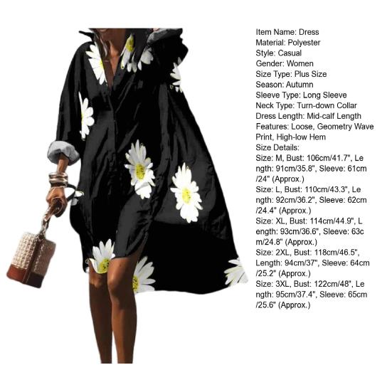 Festliches Kleid mit Umlegekragen, langen Ärmeln und asymmetrischem Saum, geometrischem Wellenmuster, Oversize-Schnitt