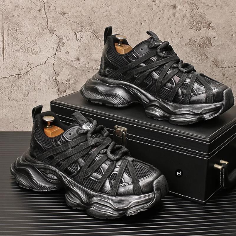 Fashion Trendy men's shoes: Breathable mesh shoes, retro distressed casual sports shoes, thick-soled dad shoes for men   b 29