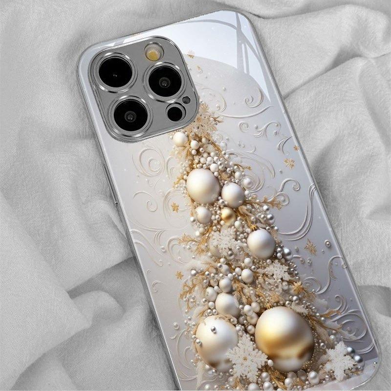 Creative Christmas Tree Pattern Electroplate Phone Case For Samsung Galaxy S23 S24 S25 S26 Ultra Plus FE Tempered Glass Cover