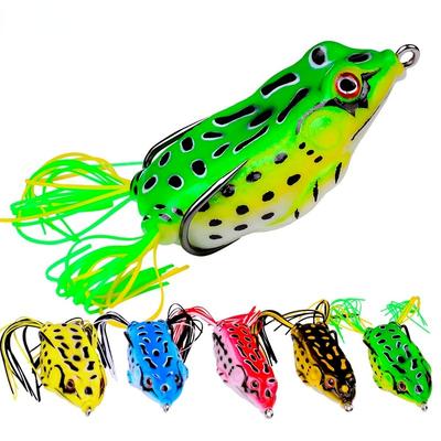 Frog Lure Soft Tube Bait Plastic Fishing Lure with Fishing Hooks Topwater Ray Frog Artificial 3D Eyes Fishing Lures Set Fish