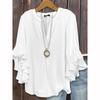 Women's Fashion Loose Blouse V Neck Lotus Sleeve Shirt Solid Color Business Casual Shirt Elegant