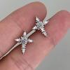 Orecchini a Croce con Strass Zirconi Brillanti da Donna Moda Coreana Acciaio Inossidabile Orecchino Quotidiano Festa di Compleanno Gioielli Y2K Regali