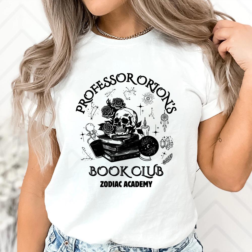 Zodiac Academy T-Shirt Professor Orions Buchclub Shirt Geschenk für Buchliebhaber Fantasy-Leser Bücherwurm Rundhals-T-Shirt Geschenk für Sie