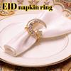 1-30PCS Ramadan Napkin Ring Set Gold Star Moon Design Alloy Crystal Metal Hollow For Holiday Tableware Durable Holder