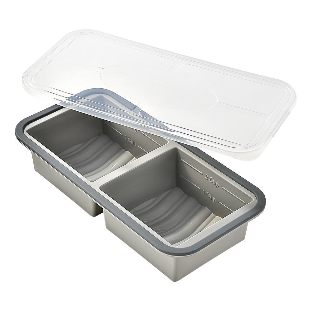 Cutie de prânz din silicon cu compartimente și capac - Container pentru congelator și depozitare alimente pentru mese proaspete