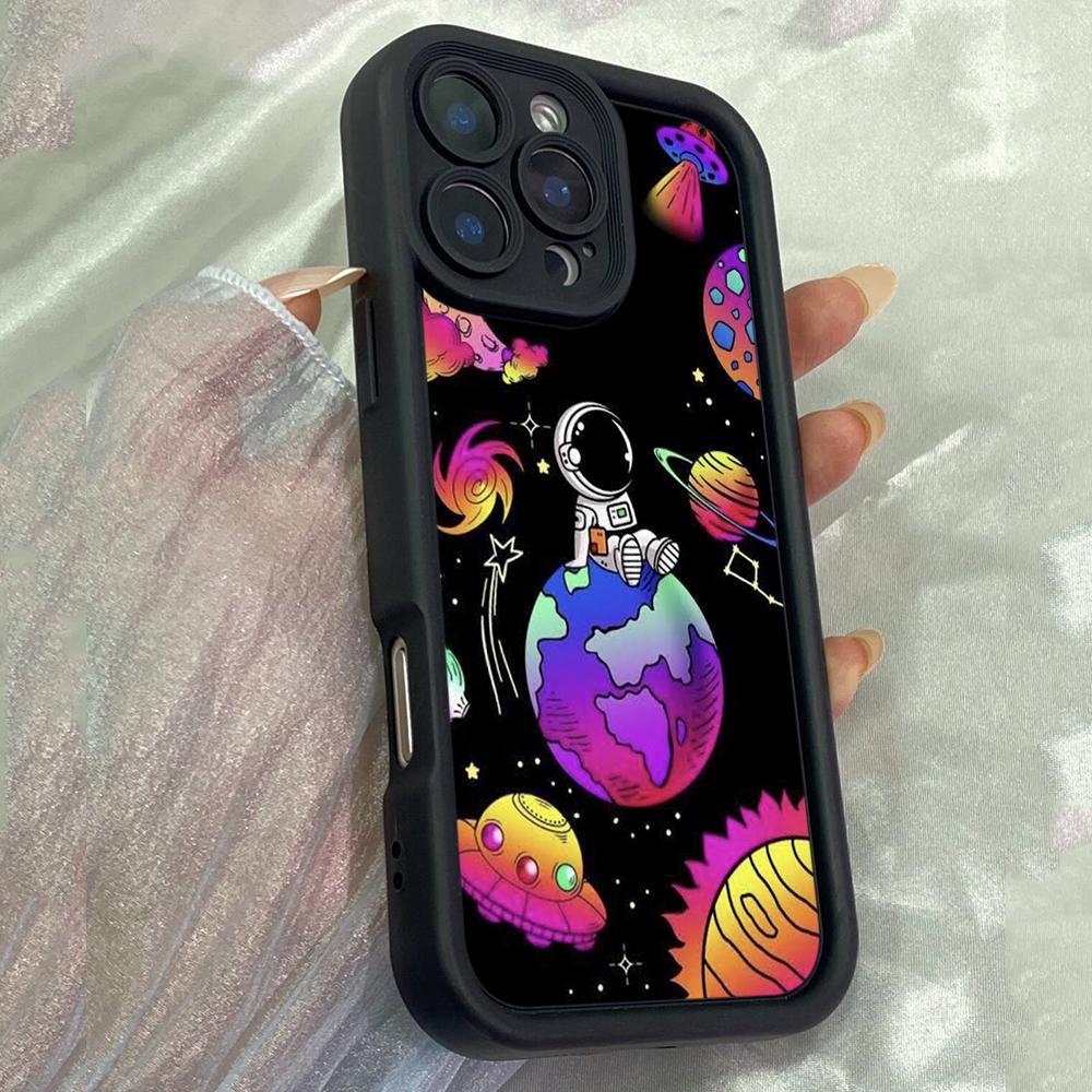 JT33 Astronaut fly in space with planets Phone for iPhone 17 Pro Max Samsung S26 FE A17 A16 A07 Xiaomi 15T Redmi Note 14 Pro Plus Soft TPU Case Cover
