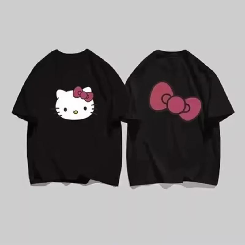 Lato 2026 100% Bawełna Sanrio Hello Kitty Nadruk Swobodna Luźna Koszulka Rodzic Dziecko Vintage Harajuku Top 52TOYS Współpraca