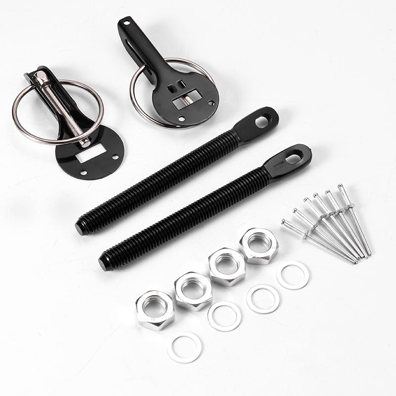 Universal Hood Pin Kit Bonnet Hood Pins Lock Latch Kit Aluminum Racing Latch Catch Pin Key Locking Kit Car Accessories Replace