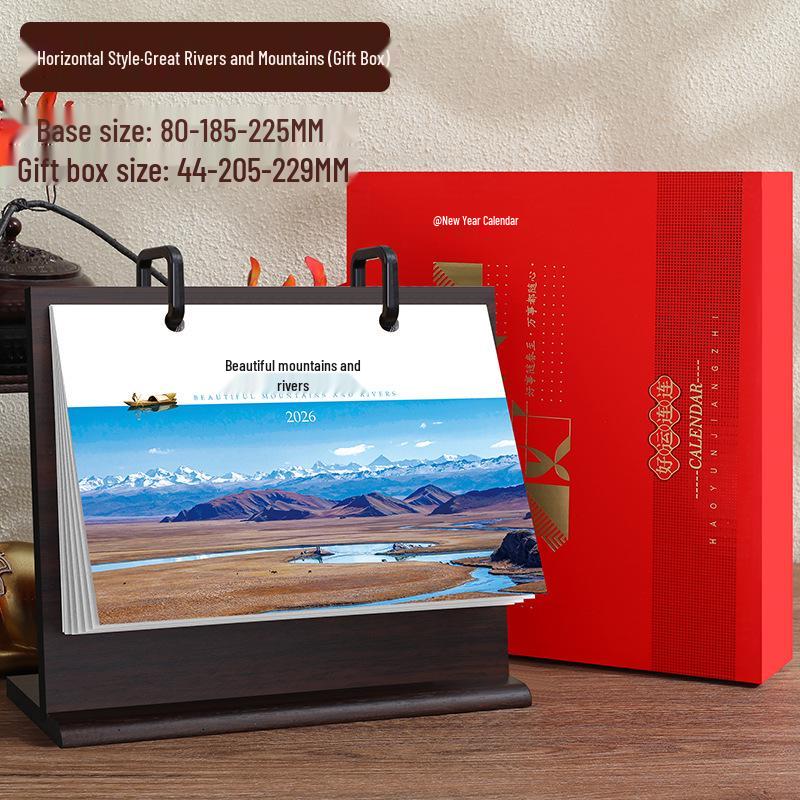 Customizable Solid Wood Desk Calendar 2026 - Office Desktop Ornament