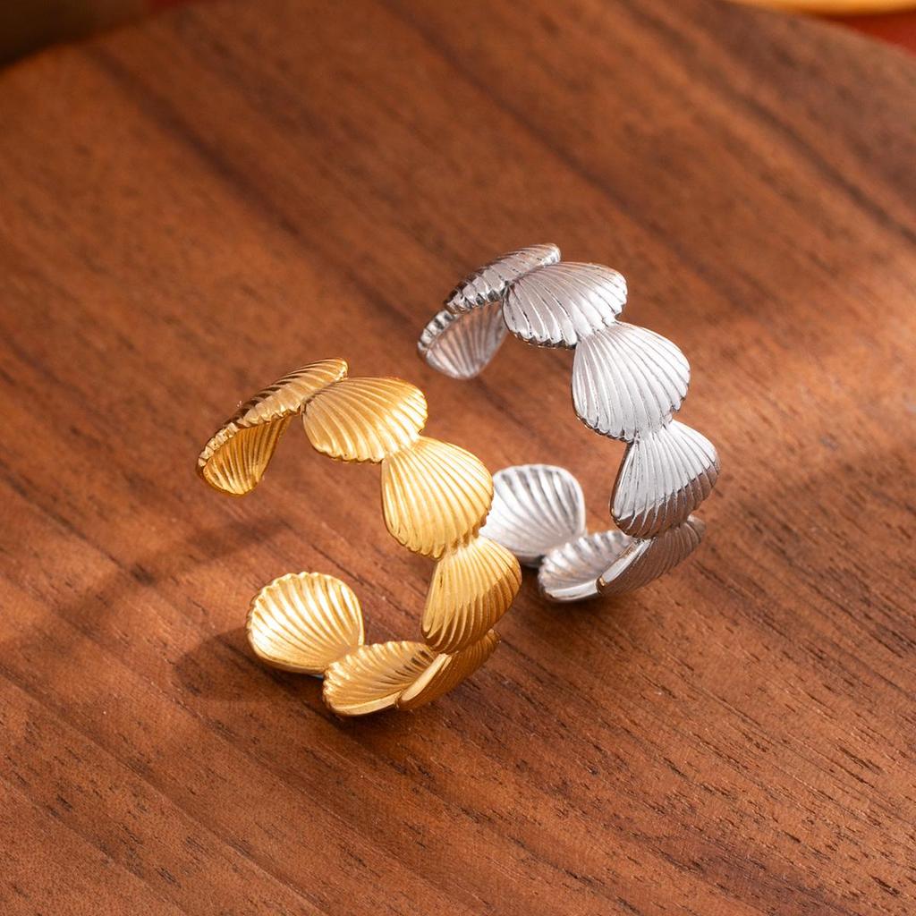 Scallop Ocean Series Stainless Steel Women's Ring – Titanium Colorfast Vacuum Electroplating